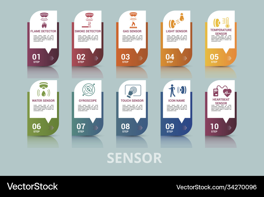 Infographic sensor template icons in different Infographic sensor template icons in different vector image