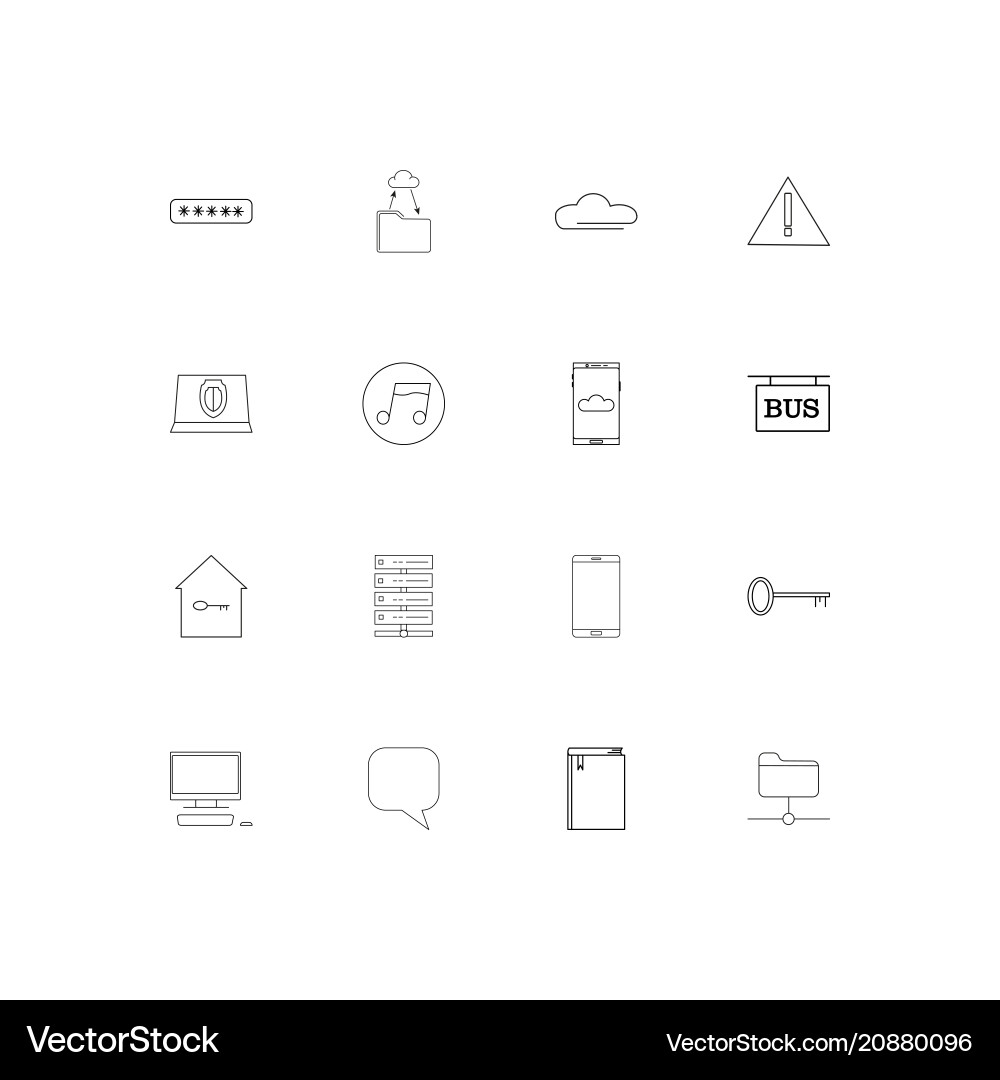 Internet technologies linear thin icons set vector image