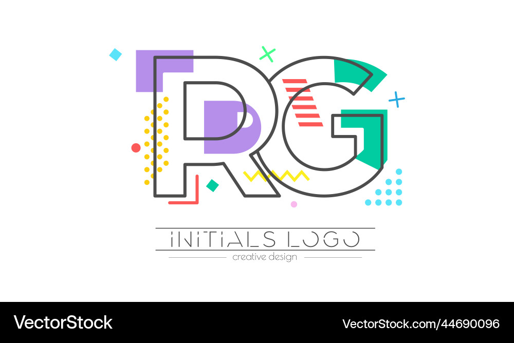 Letters r and g merging of two initials Letters r and g merging of two initials vector image