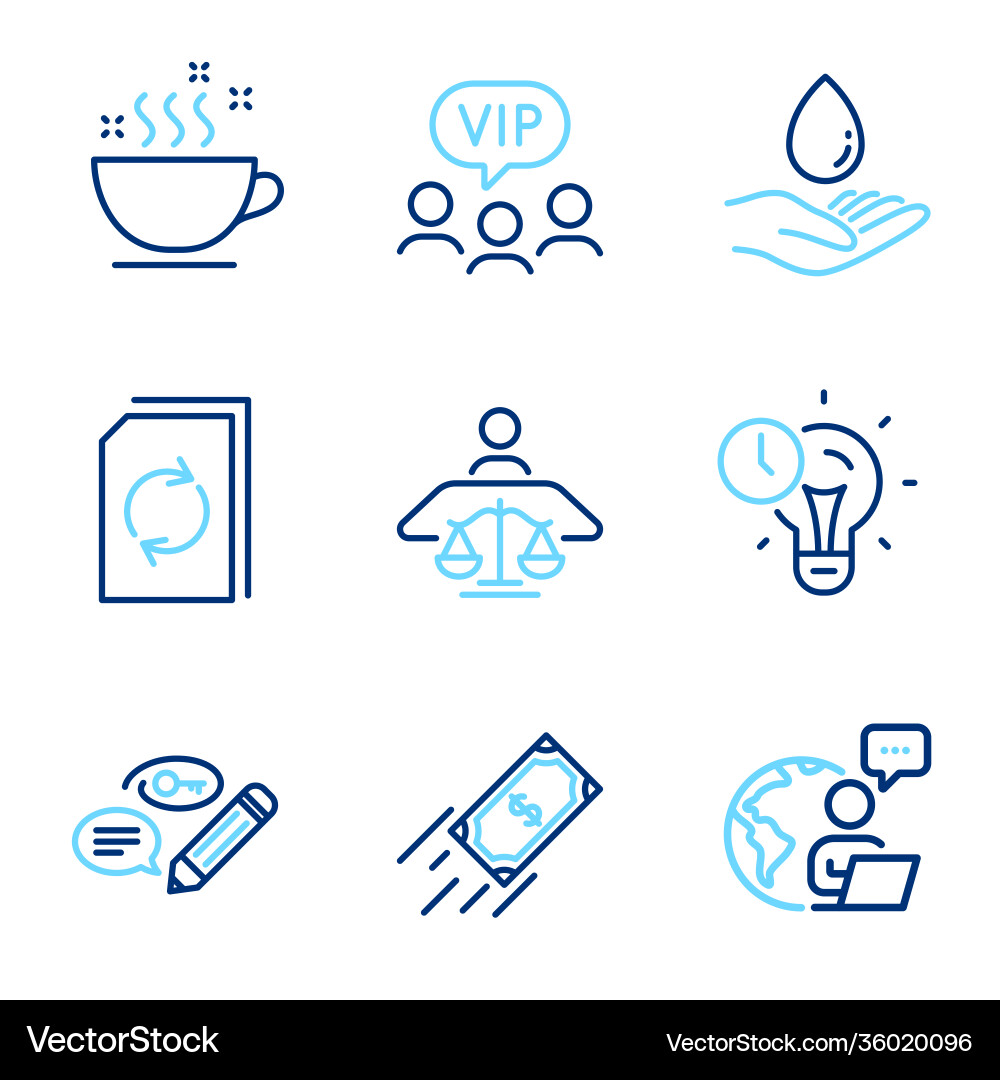 Line icons set included icon as update document vector image