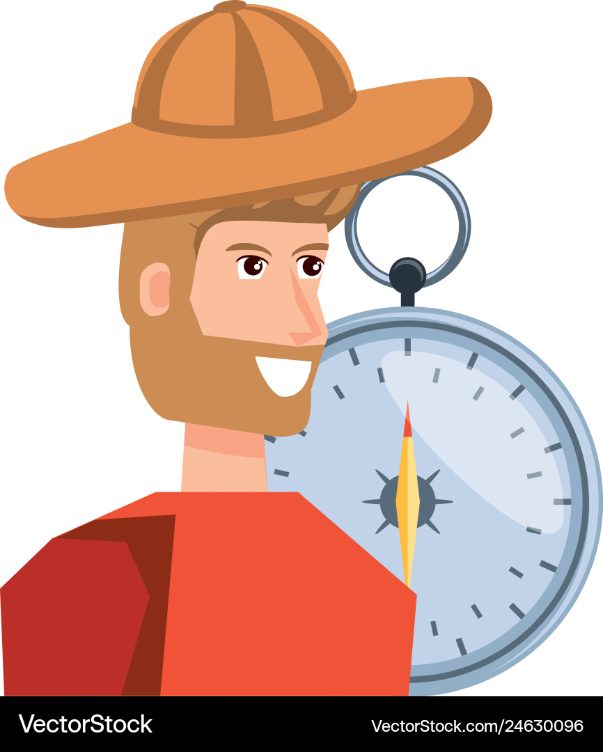 Man with compass guide isolated icon vector image