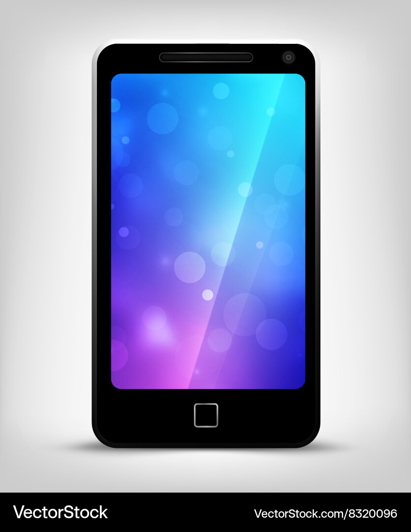 Realistic mobile phone with bokeh background vector image