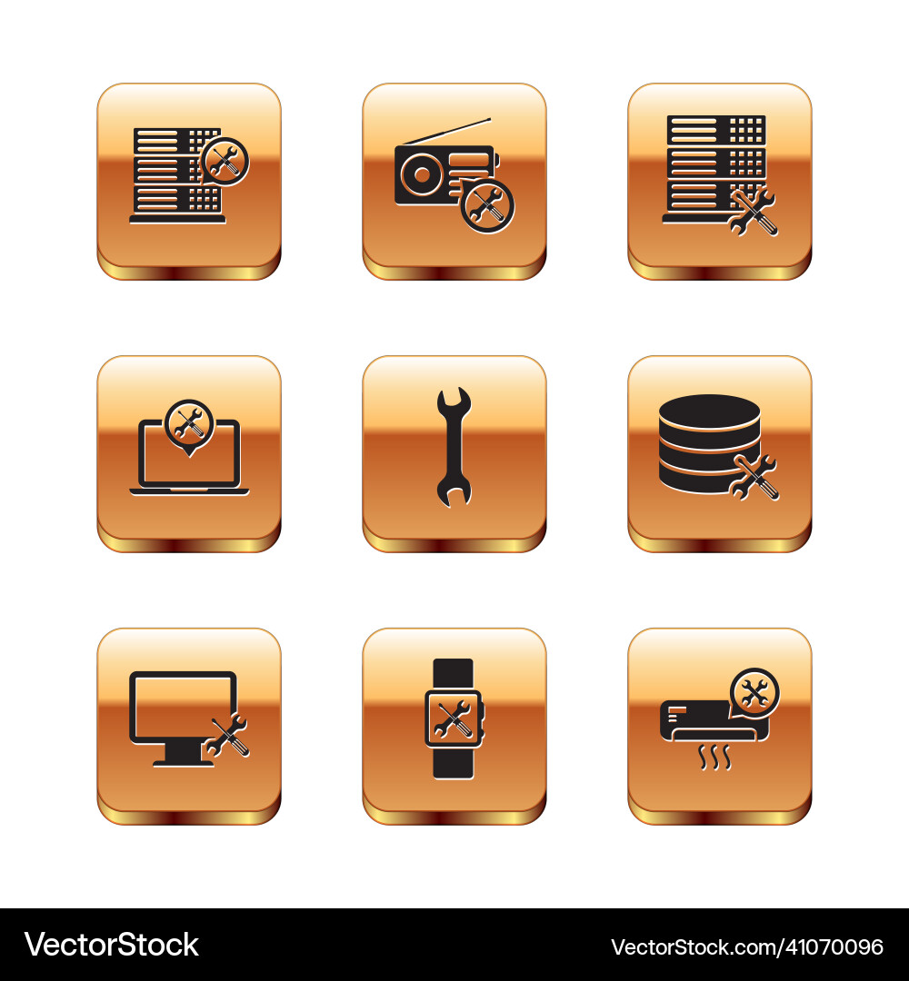 Set database server service computer monitor Vector Image