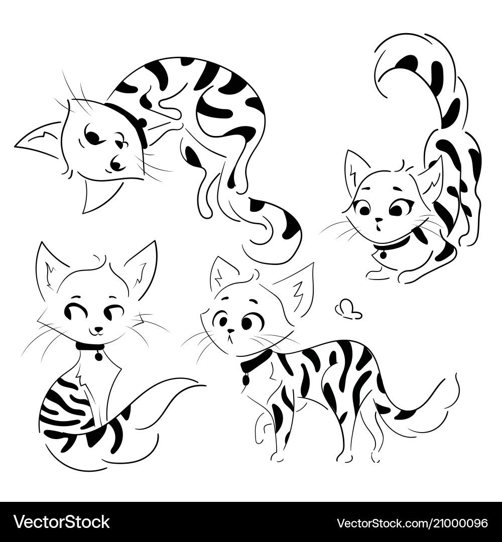 Set of cartoon cats collection cute spotted Set of cartoon cats collection cute spotted vector image