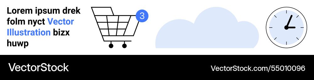 Shopping cart notification with timer and cloud Shopping cart notification with timer and cloud vector image