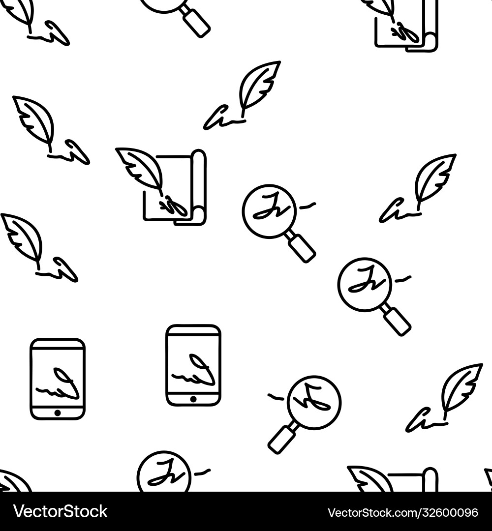 Signature signing seamless pattern Signature signing seamless pattern vector image