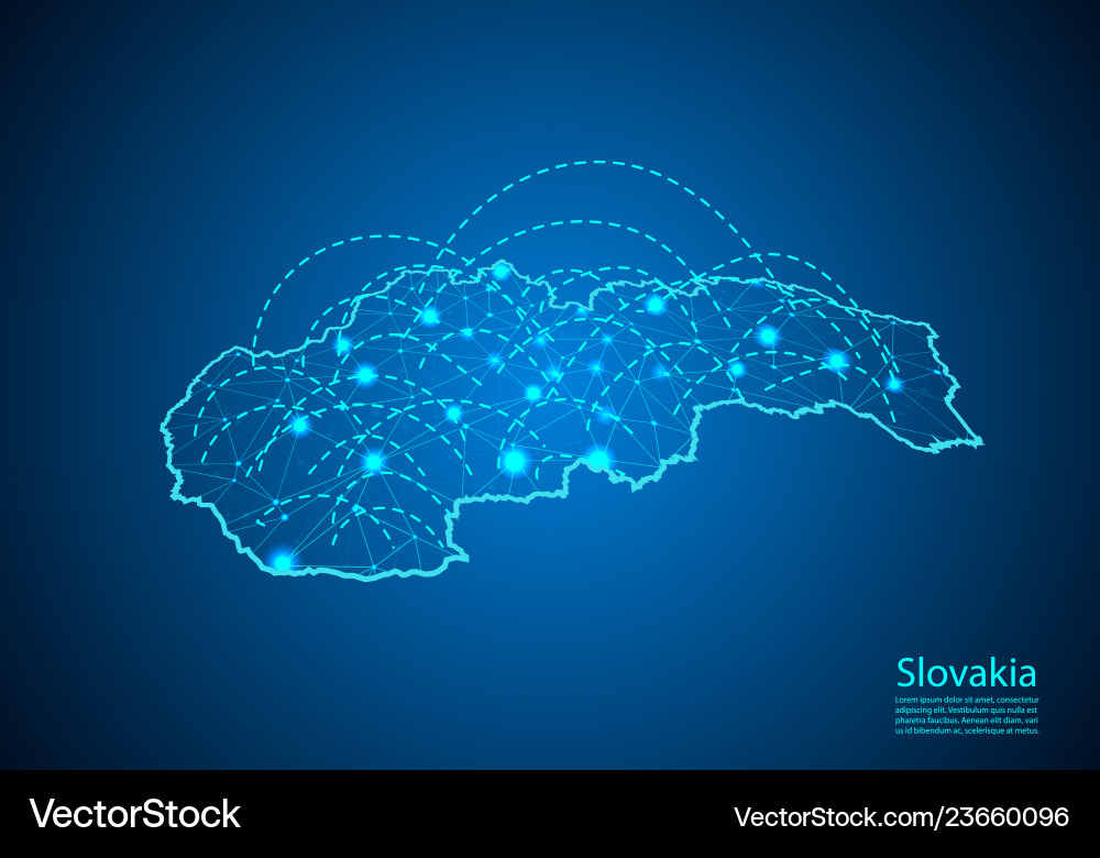 Slovakia map with nodes linked by lines concept Vector Image