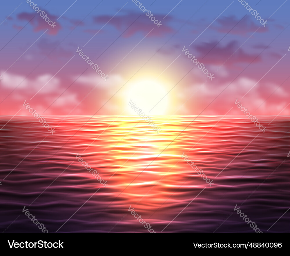 Sonnenuntergang über dem Meer Vektorbild