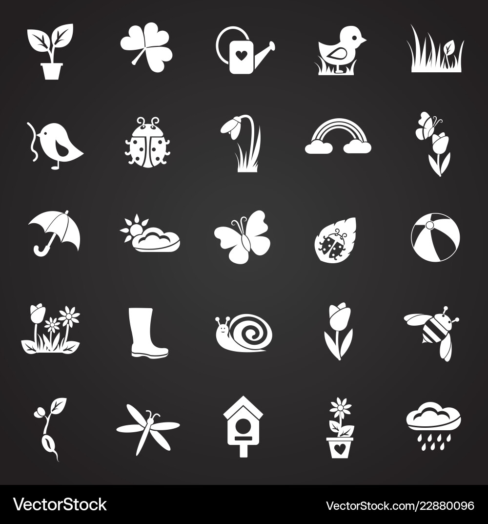Spring set on black background Spring set on black background vector image