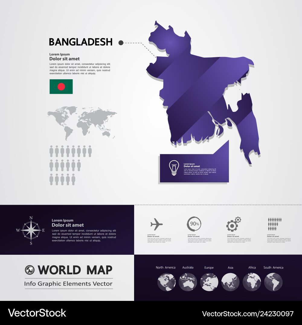 Bangladesh map Royalty Free Vector Image - VectorStock