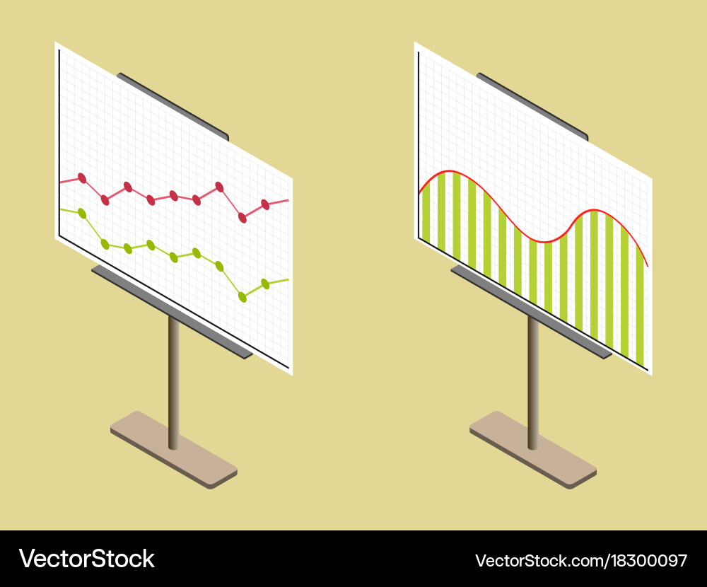 Business chart board set of graphs data vector image