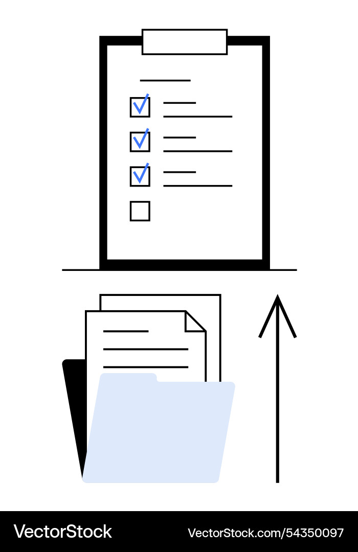 Checklist on clipboard next to documents in folder Checklist on clipboard next to documents in folder vector image