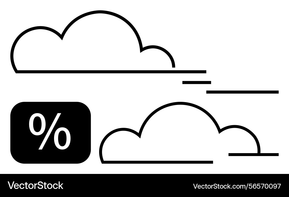 Clouds with speed lines and percentage block Clouds with speed lines and percentage block vector image
