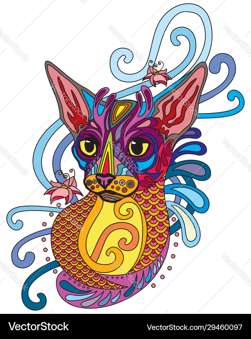 Colorful ornamental cat 9 Colorful ornamental cat 9 vector image