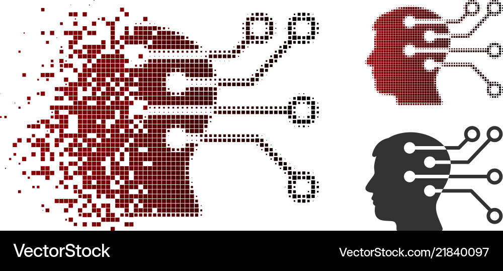 Destructed pixel halftone brain interface circuit Destructed pixel halftone brain interface circuit vector image