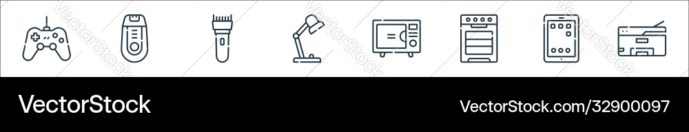 Electronics line icons linear set quality Electronics line icons linear set quality vector image