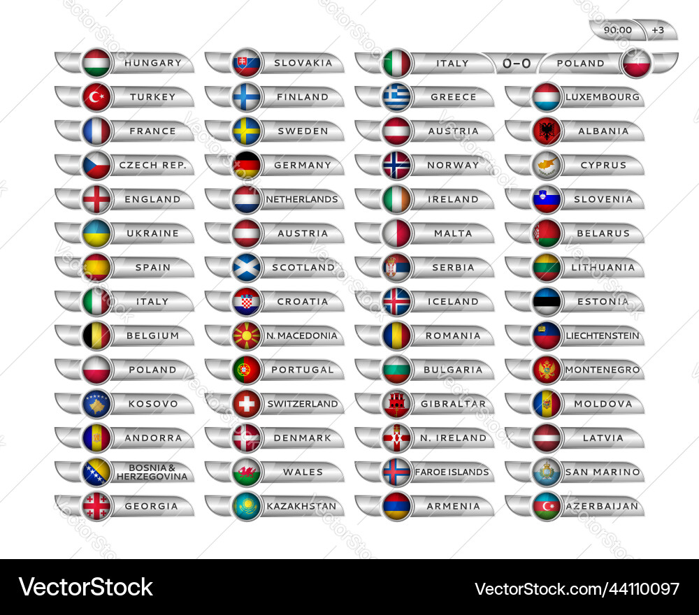 European countries national flags icons of take European countries national flags icons of take vector image