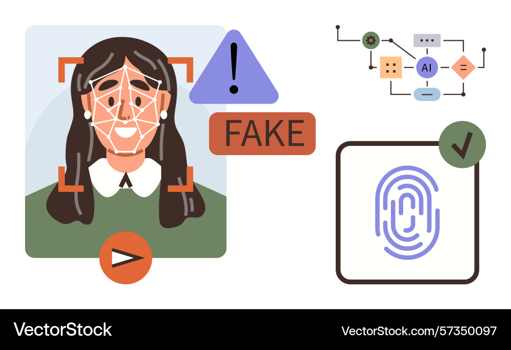 Facial recognition and biometrics authentication Facial recognition and biometrics authentication vector image