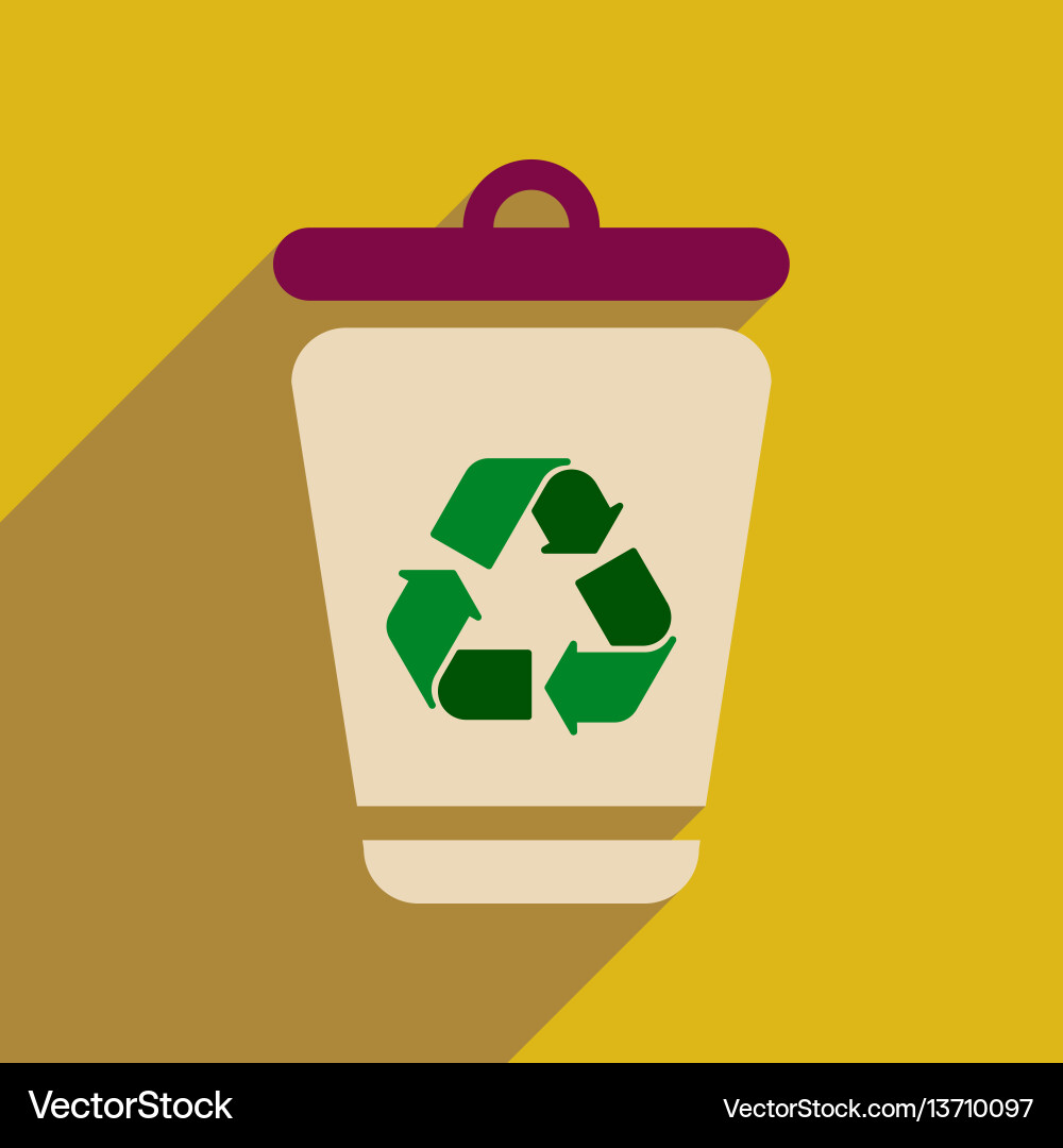 Flat web icon with long shadow trash box Vector Image