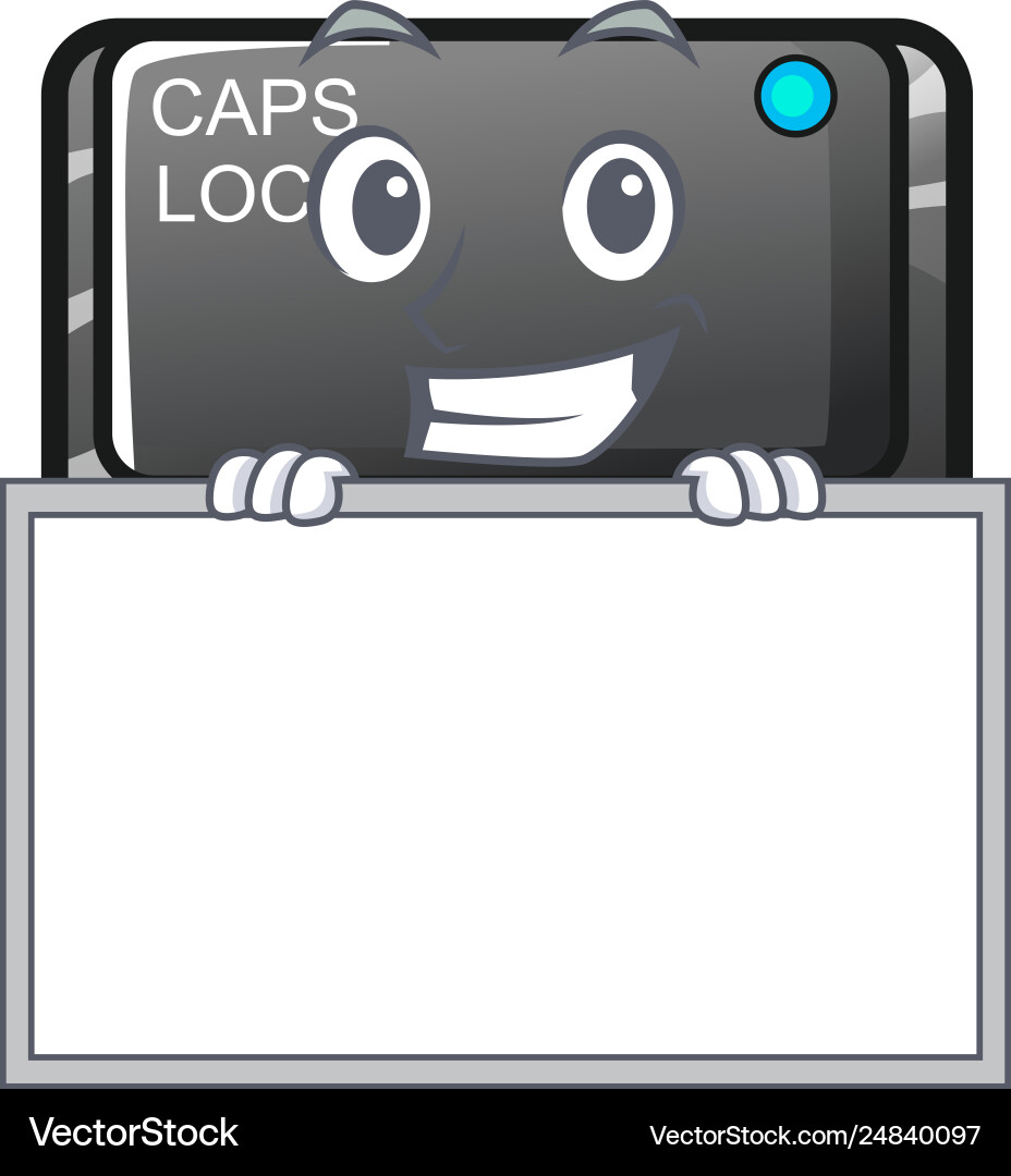 Grinning with board capslock button on a computer Vector Image