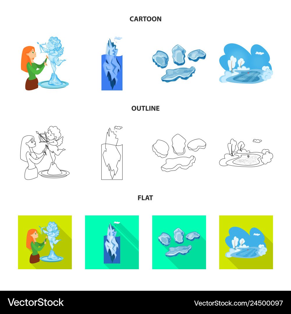 Isolated object of texture and frozen logo vector image