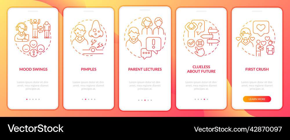 Main concerns facing teens red gradient Main concerns facing teens red gradient Vector Image