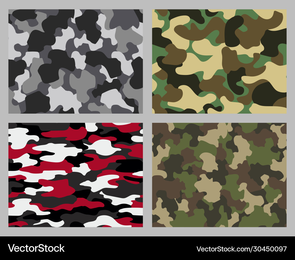 Set camouflage seamless patterns abstract vector image