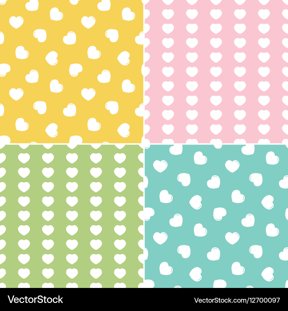 Set collection of seamless patterns with hearts Vector Image