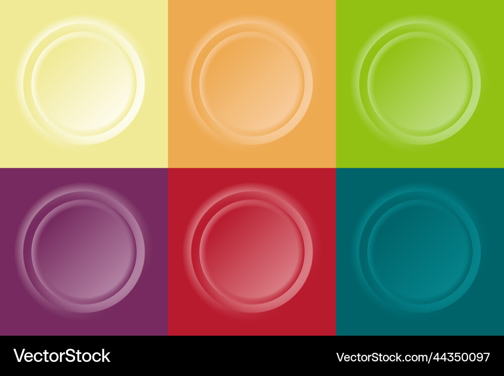 Set of 3d colorful circles embossed elements Set of 3d colorful circles embossed elements vector image