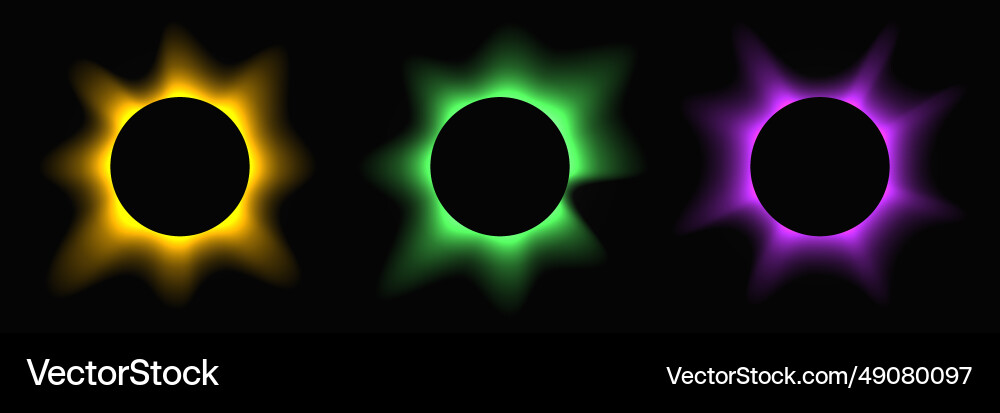 Set of circle illuminate light frames with color Vector Image