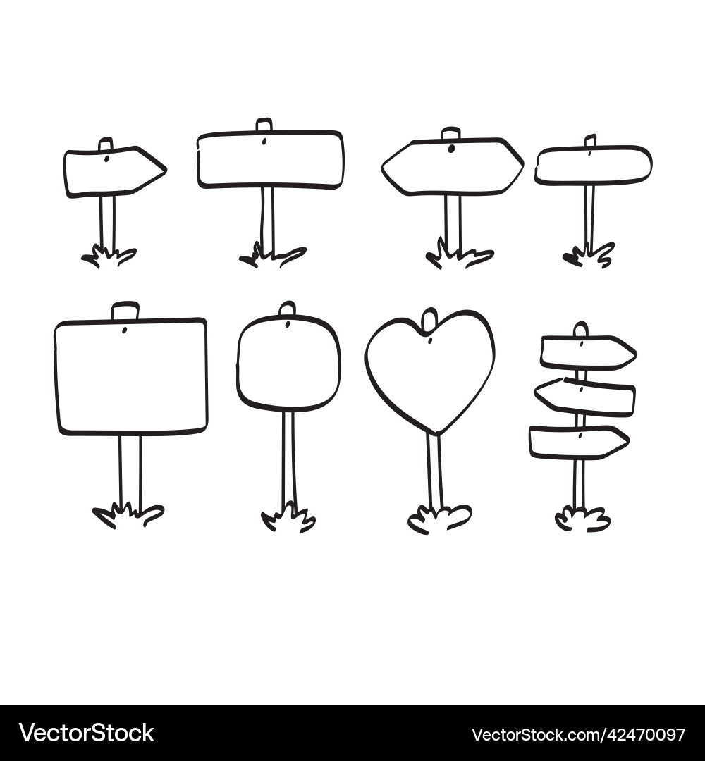 Set of wood signs hand drawn isolated Set of wood signs hand drawn isolated vector image