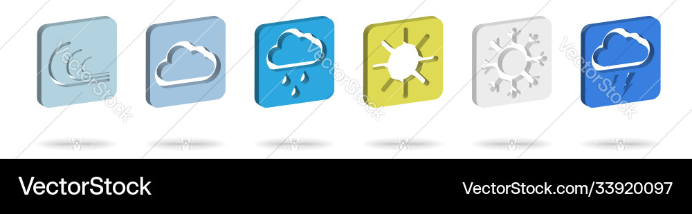 Set square weather icons in realistic design Vector Image