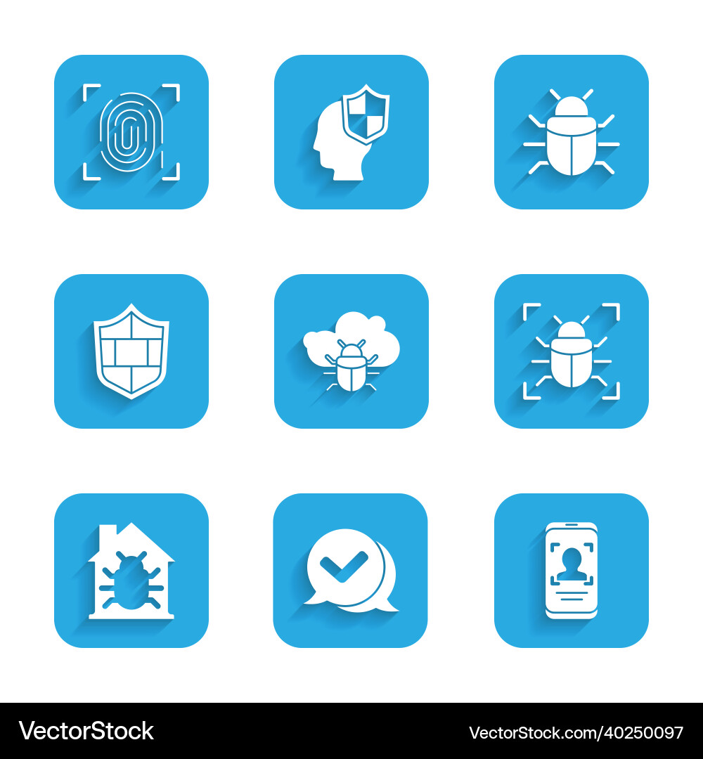 Set system bug on a cloud check mark in speech Set system bug on a cloud check mark in speech vector image