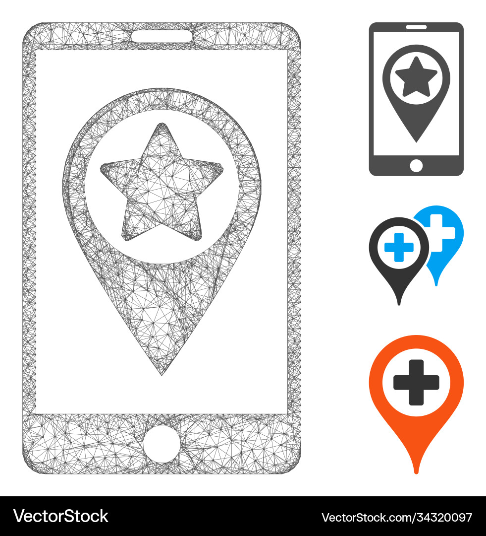 Smartphone map pointer polygonal web mesh Smartphone map pointer polygonal web mesh vector image