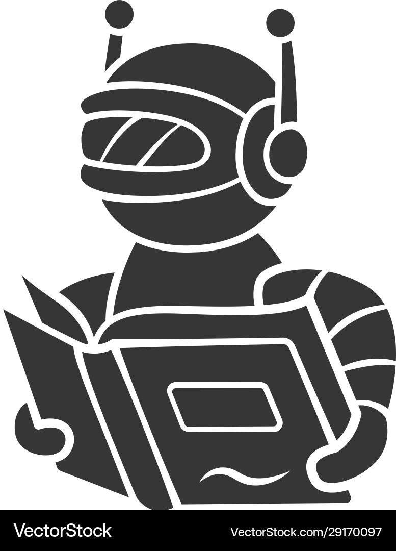 Text reading bot glyph icon screen reader Text reading bot glyph icon screen reader vector image