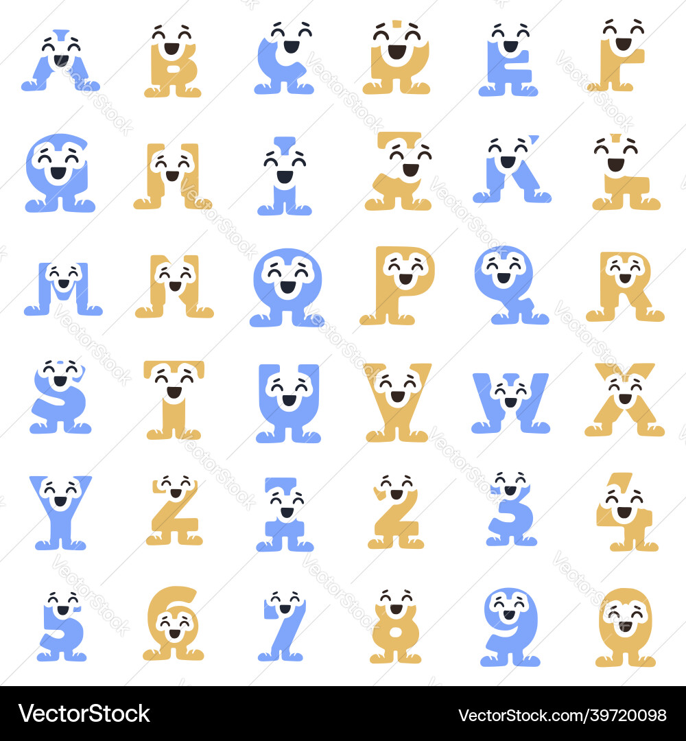 A set of funny characters in the form letters A set of funny characters in the form letters vector image