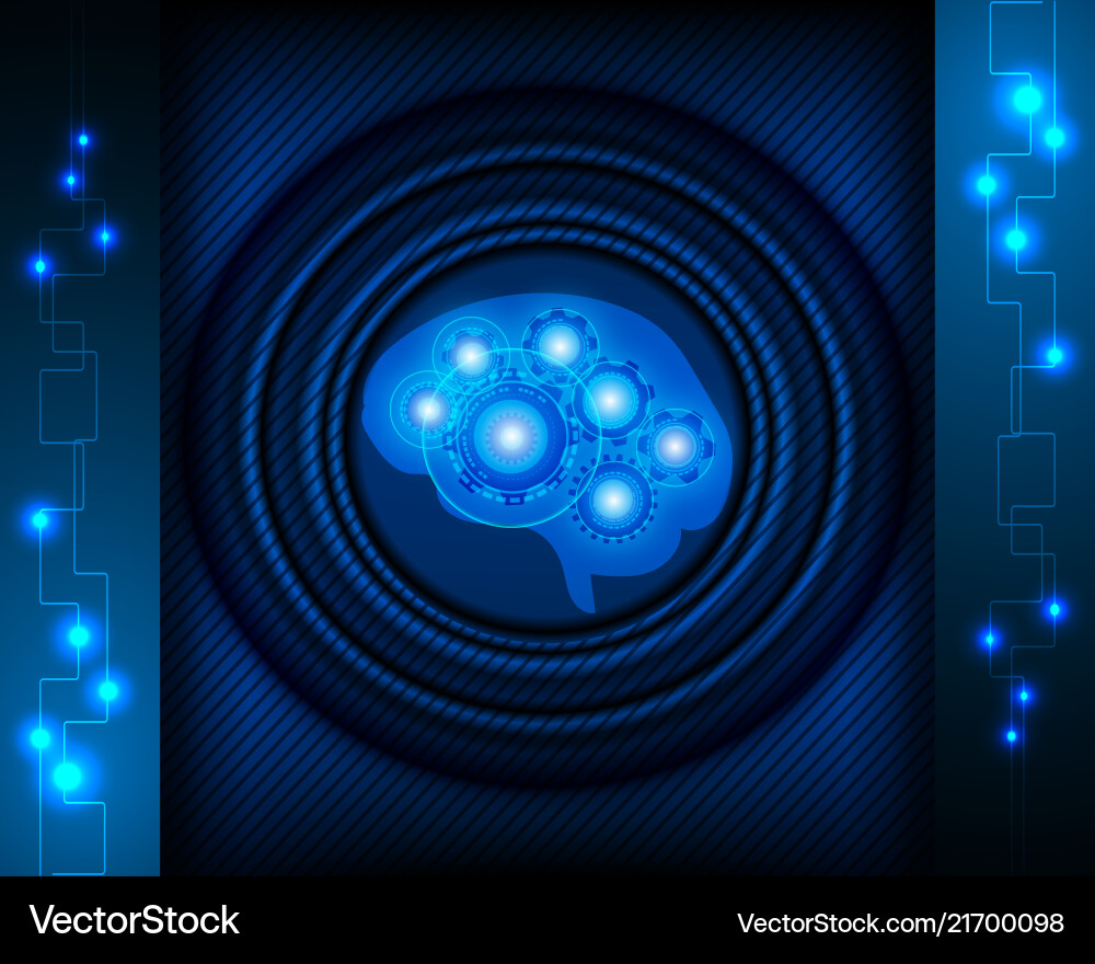 Ai robot brain over blue background with network Ai robot brain over blue background with network vector image