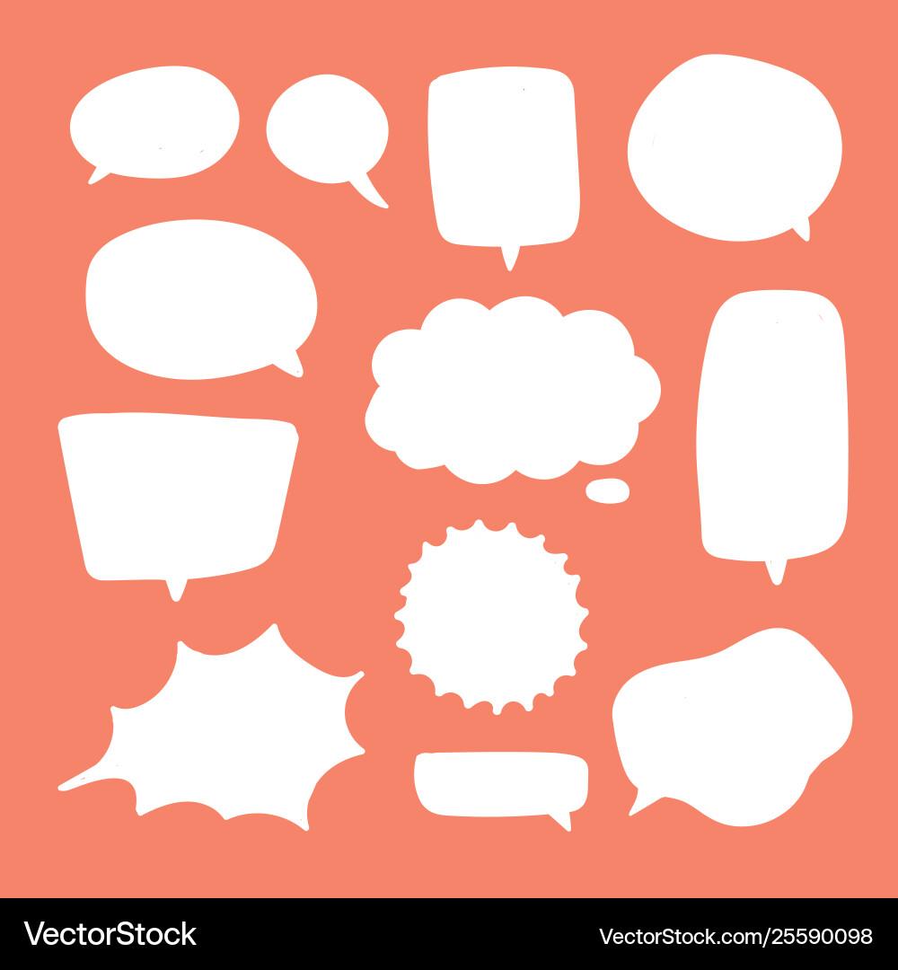 Blank white speech bubbles thinking balloon Blank white speech bubbles thinking balloon vector image