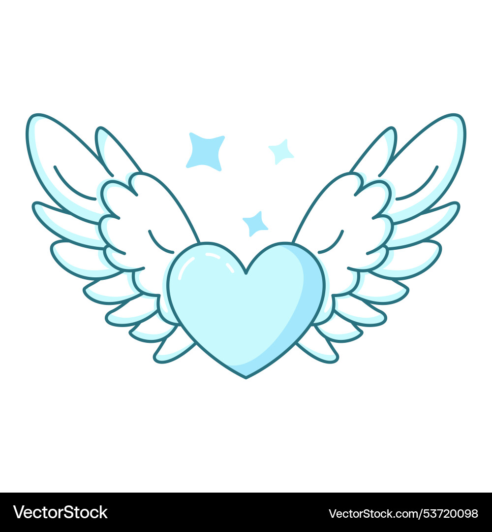 Cute lovely flying love heart pink angel feather Cute lovely flying love heart pink angel feather vector image