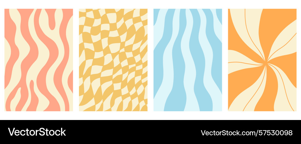 Distorted wavy retro patterns background set Distorted wavy retro patterns background set vector image