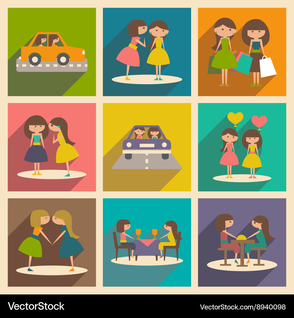 Flat with shadow concept and mobile application Vector Image