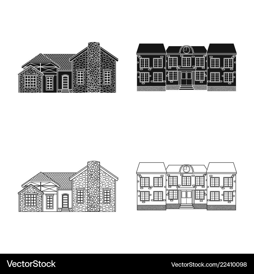 Isolated object of building and front logo set Isolated object of building and front logo set vector image