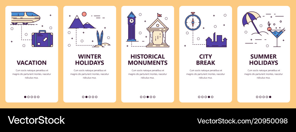 Line art web and mobile app template set vector image