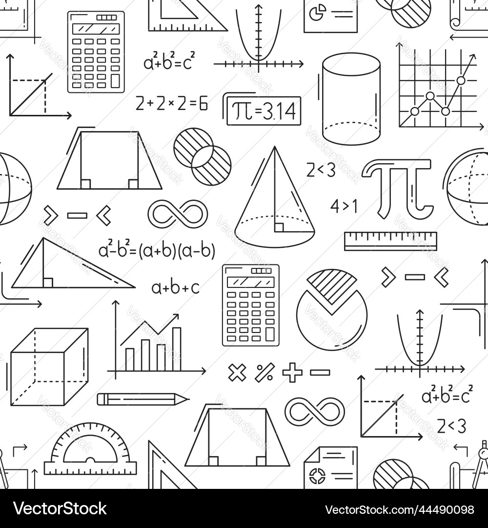 Mathematics Seamless Pattern - Math Background vector image