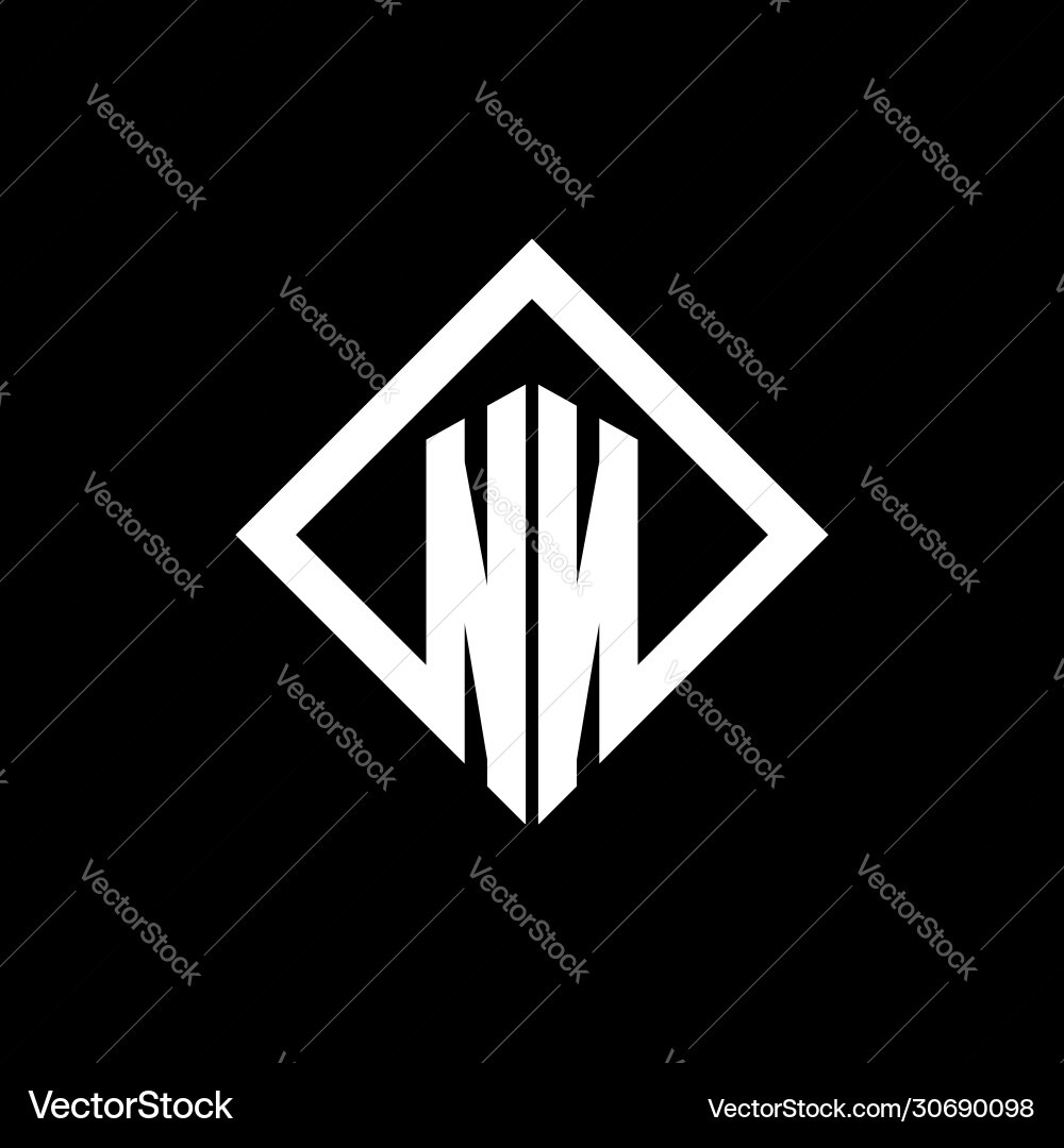 Nn logo monogram with square rotate style design vector image