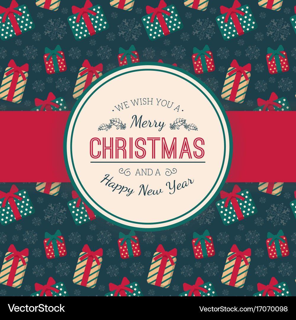 Present boxes pattern and greeting text vector image