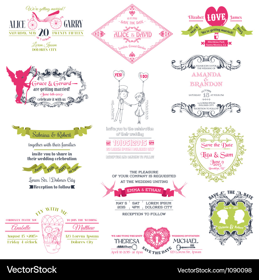 Romantic Wedding Elements Collection vector image