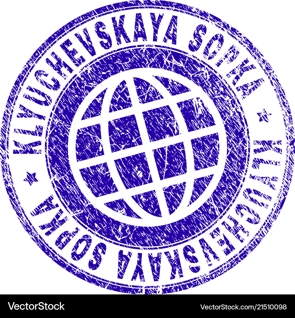Scratched textured klyuchevskaya sopka stamp seal Vector Image