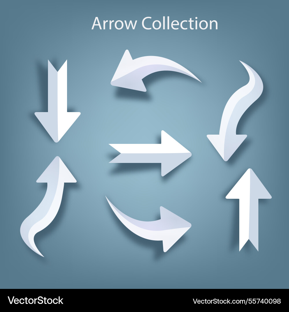Set of arrows to mark in realistic style Vector Image