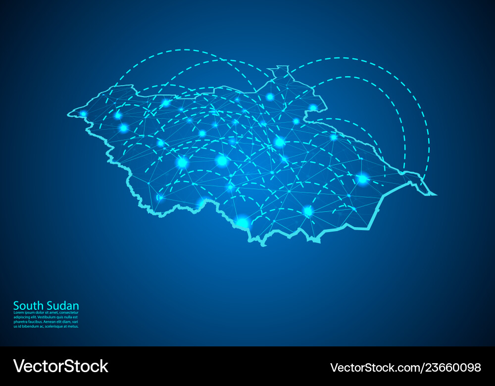 South sudan map with nodes linked by lines South sudan map with nodes linked by lines Vector Image